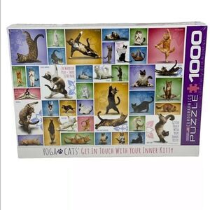 Yoga Cats Eurographics 1000 Pc Jigsaw Puzzle Sealed Warrior Pose‎ White Elephant